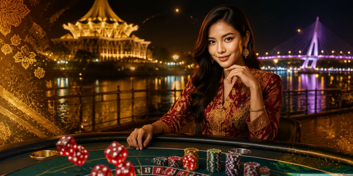 Pemain di Kuching memainkan permainan dadu dalam suasana tradisional Melayu